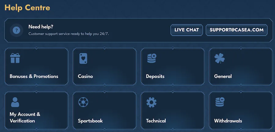 casea casino support
