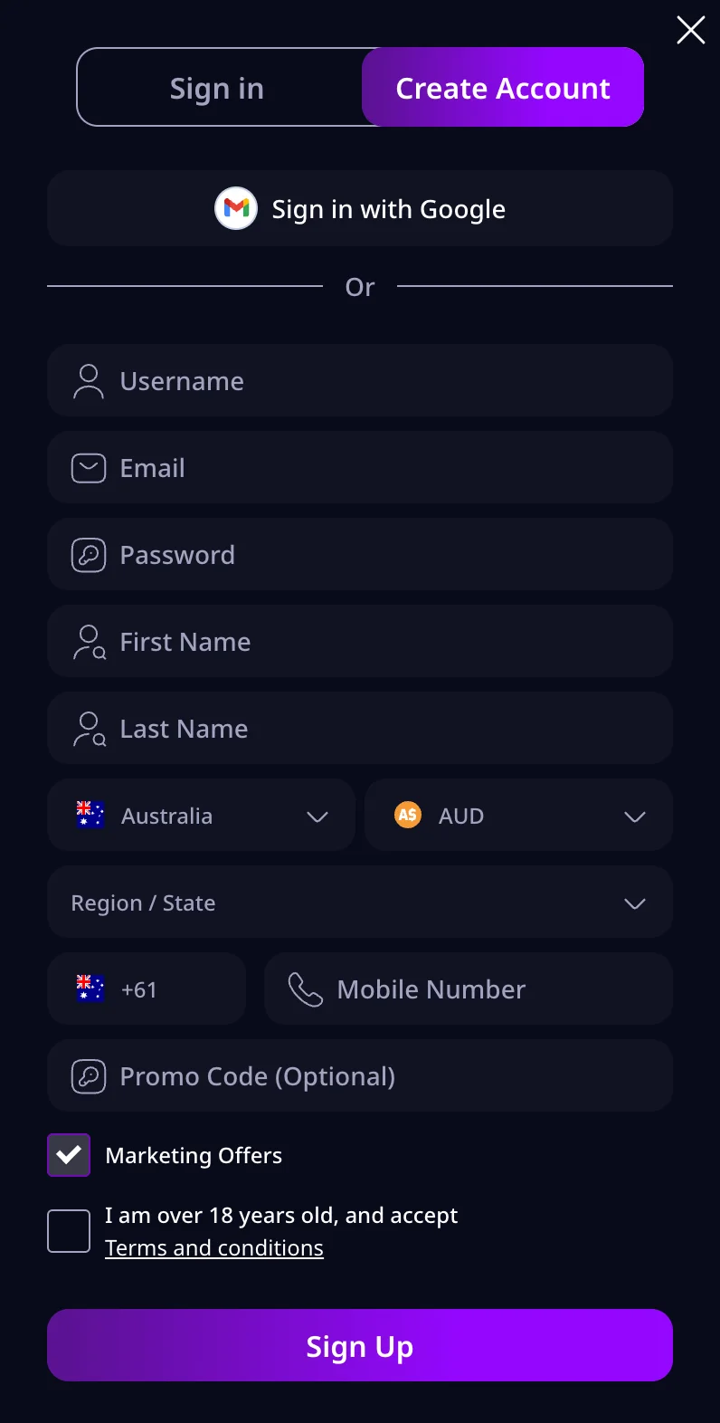zizobet registration
