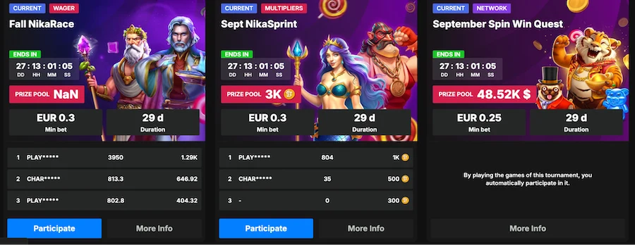 nikaspin casino tournaments