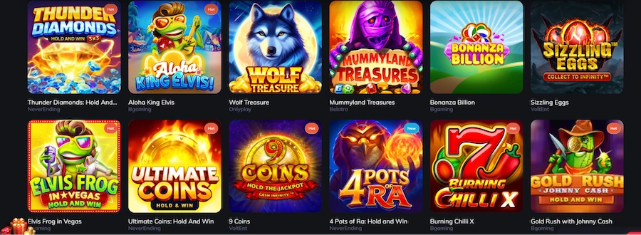 spin empire casino games