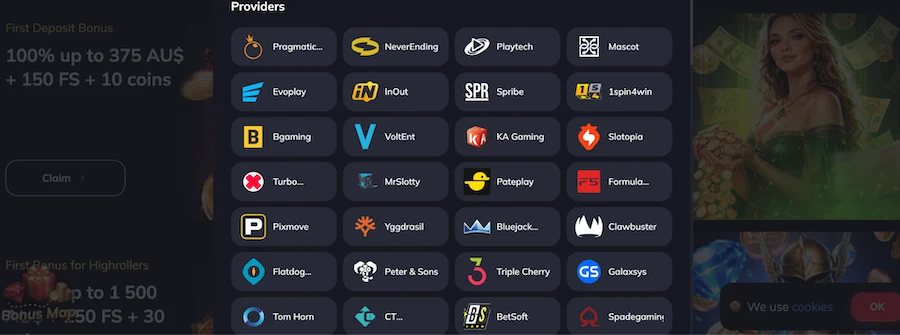 spin empire casino providers