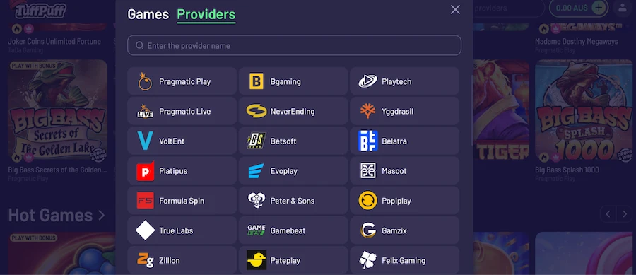 tuffpuff casino providers
