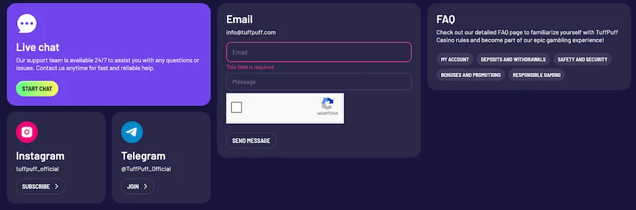 tuffpuff casino support
